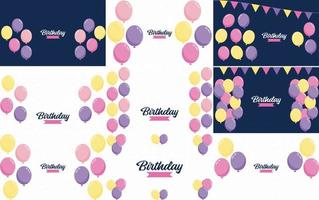 Happy Birthday in a playful. cartoon font with a background of presents and party favors vector