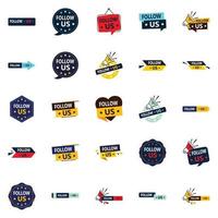 25 Versatile Follow Us Graphic Elements for all Social Media Platforms vector