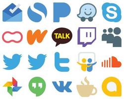 20 Vector Style Flat Social Media Icons soundcloud. tweet. women. twitter and twitch icons. Gradient Icons Collection