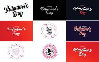 Vector illustration of a heart-shaped wreath with Happy Valentine's Day text