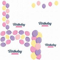 Happy Birthday text with a 3D. glossy finish and abstract shapes vector