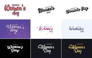 Pink Happy Women's Day typographical design elements set for greeting cards vector