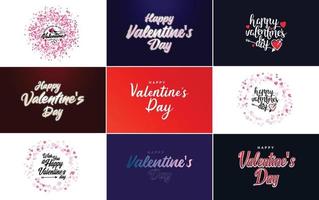 Happy Valentine's Day typography design with a heart-shaped balloon and a gradient color scheme vector