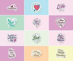 Express Your Love with Valentine's Day Typography and Graphic Design Stickers vector