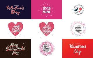 Happy Valentine's Day greeting card template with a romantic theme and a red color scheme vector