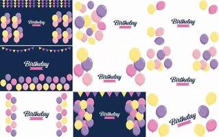 Vector illustration of aHappy Birthday celebration background with balloons. banner. and confetti for greeting cards