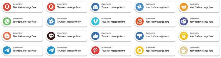 sígueme íconos de redes sociales con la opción de mensaje personalizado 20 paquetes como no me gusta. como. video. iconos de kakao talk y blogger. totalmente editable y profesional vector