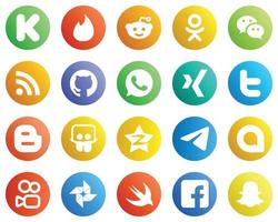 20 íconos populares de redes sociales como qzone. Blog. alimento. iconos de blogger y twitter. elegante y de alta resolución vector