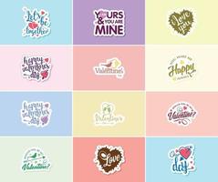 Heartwarming Valentine's Day Typography Stickers vector