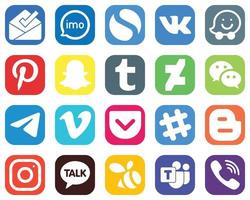 todo en un conjunto de iconos de redes sociales 20 iconos como vimeo. Mensajero. pinterest iconos de telegrama y wechat. paquete de iconos de degradado vector