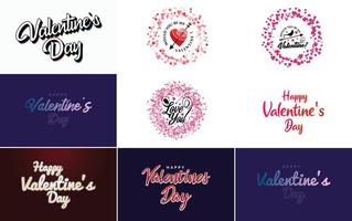 Happy Valentine's Day typography poster with handwritten calligraphy text. isolated on white background vector illustration