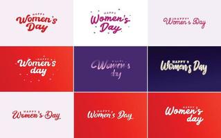 March 8 typographic design set with Happy Women's Day text vector