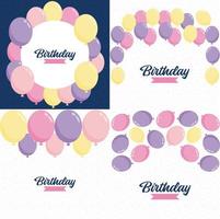 feliz cumpleaños en un elegante. fuente moderna con un esquema de color degradado y un efecto de confeti vector