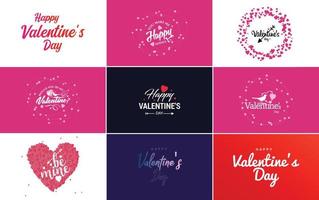 Vector illustration of a heart-shaped wreath with Happy Valentine's Day text