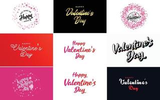 Happy Valentine's Day banner template with a romantic theme and a pink and red color scheme vector