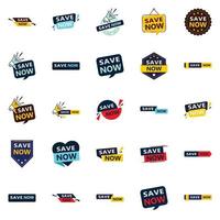 Save Now 25 Unique Typographic Designs to drive engagement and savings vector