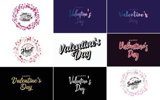 amor palabra letras dibujadas a mano y caligrafía con un lindo corazón en un rojo. blanco. y fondo rosa plantilla o fondo del día de san valentín adecuado para usar en conceptos de amor y día de san valentín vector