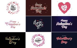 Happy Valentine's Day hand-drawn lettering vector illustration suitable for use in design of flyers. invitations. posters. brochures. and banners