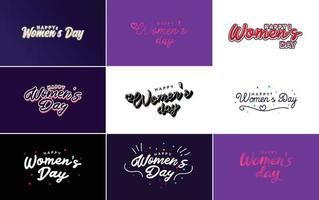 Pink Happy Women's Day typographical design elements set for greeting cards vector