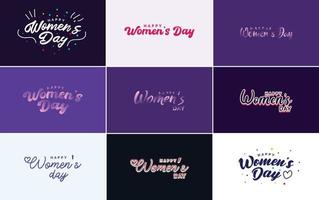 Happy Women's Day typography design with a pastel color scheme and a geometric shape vector illustration