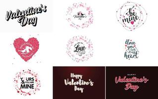 Happy Valentine's Day banner template with a romantic theme and a pink and red color scheme vector