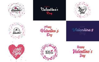 Happy Valentine's Day hand lettering calligraphy text and heart. isolated on white background vector illustration