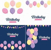 diseño de feliz cumpleaños con una ilustración de pastel realista y confeti vector