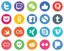 20 Innovative White Icons lastfm. tumblr. question. simple and fb Flat Circle Backgrounds vector