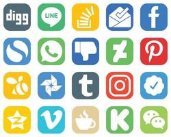Complete Social Media Icon Pack 20 icons such as google photo. pinterest. fb. deviantart and dislike icons. Gradient Icon Set vector