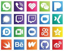 20 íconos de redes sociales para tus diseños como google meet. señal. iconos de disqus y google duo. versátil y de alta calidad vector