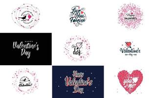 Happy Valentine's Day typography design with a heart-shaped balloon and a gradient color scheme vector