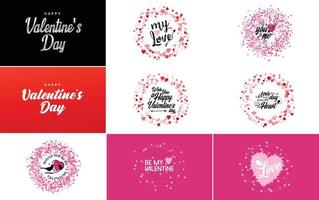 Happy Valentine's Day typography poster with handwritten calligraphy text. isolated on white background vector illustration