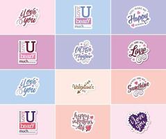 Express Your Love with Valentine's Day Typography and Graphics Stickers vector