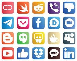 Complete Social Media Icon Pack 20 icons such as disqus. fb. dislike and facebook icons. High resolution and fully customizable vector