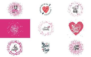 Happy Valentine's Day greeting card template with a romantic theme and a red and pink color scheme vector