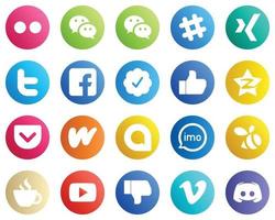 20 íconos simples de redes sociales como bolsillo. tencent Facebook. qzone y me gusta iconos. premium y de alta calidad vector