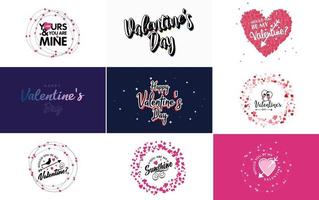 Vector illustration of a heart-shaped wreath with Happy Valentine's Day text
