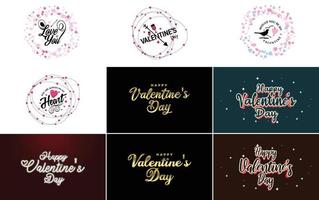 paquete de etiquetas de san valentín de diseño plano rojo vector