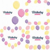 Happy Birthday written in colorful. handwritten script with confetti and streamers in the background vector