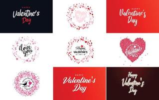 Happy Valentine's Day greeting card template with a romantic theme and a red and pink color scheme vector