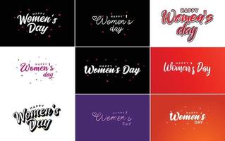 Set of Happy International Woman's Day signs. emblems. and design elements vector collection of signs. labels. and badges