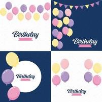 Happy Birthday text with a 3D. glossy finish and abstract shapes vector