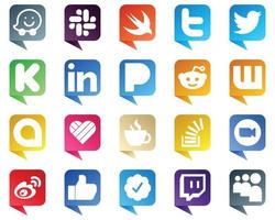 20 Unique Chat bubble style Social Media Icons such as stockoverflow. streaming. professional. caffeine and google allo icons. Eye catching and high definition vector