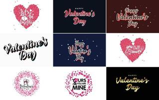 Love word hand-drawn lettering and calligraphy with cute heart on red. white. and pink background Valentine's Day template or background suitable for use in Love and Valentine's Day concept vector