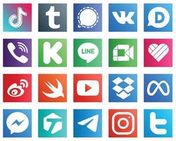 20 Stylish Social Media Icons such as google meet. funding. kickstarter and rakuten icons. Versatile and professional vector