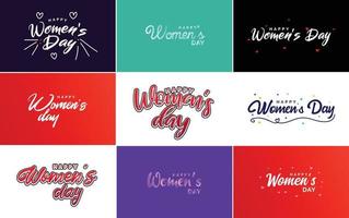 Happy Women's Day typography design with a pastel color scheme and a geometric shape vector illustration