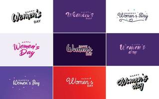 Abstract Happy Women's Day logo with a love vector design in pink. red. and black colors