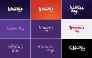 Set of International Women's Day cards with a logo and a gradient color scheme vector