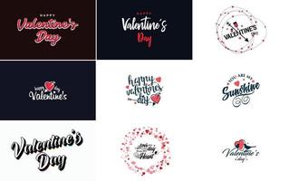 Happy Valentine's Day banner template with a romantic theme and a pink and red color scheme vector