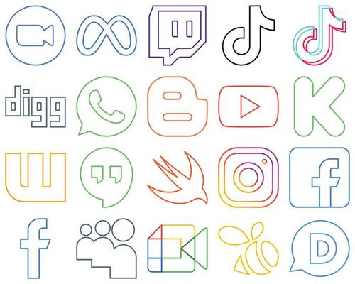 Flat Circle White Icon Set message. douyin. discord and twitch 20 Stylish  Icons Stock Vector Image & Art - Alamy